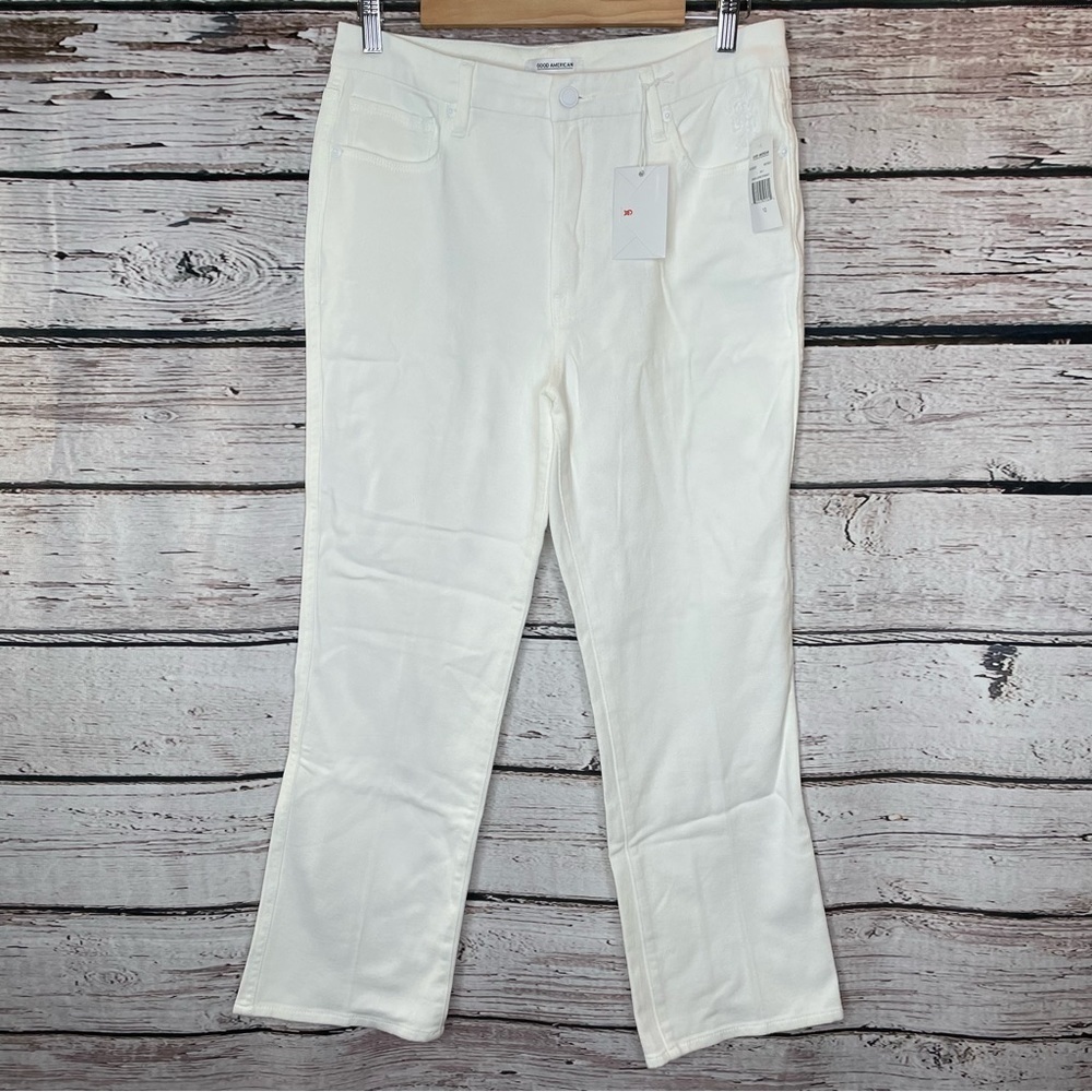 🏷NWT Good American Good Curve Straight Jeans Size 12/31 White Denim‎ Brand NEW!